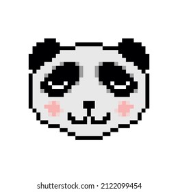 Cabeza de panda en píxeles sobre fondo blanco.