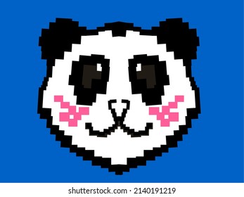 panda head in pixel art style