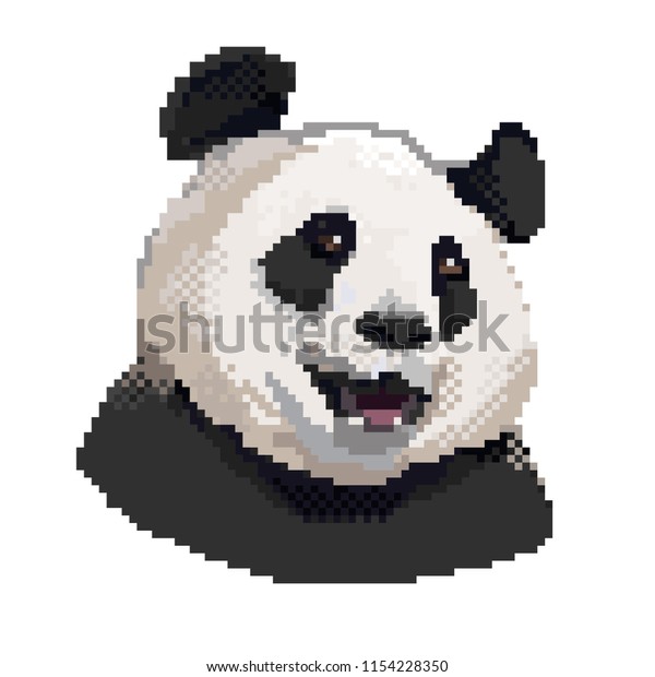 Image Vectorielle De Stock De Panda Tête Pixel Art Image