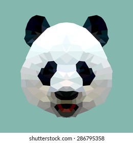 panda head polygon isolated vector