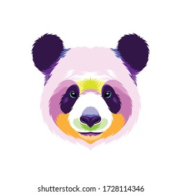 panda head with pop art against a white background
