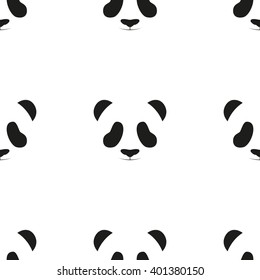 Panda head seamless pattern. Animal seamless pattern. Asian bear seamless pattern. Panda head background