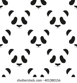 Panda head seamless pattern. Animal seamless pattern. Asian bear seamless pattern. Panda head background. Cute panda