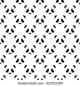 Panda head seamless pattern. Animal seamless pattern. Asian bear seamless pattern