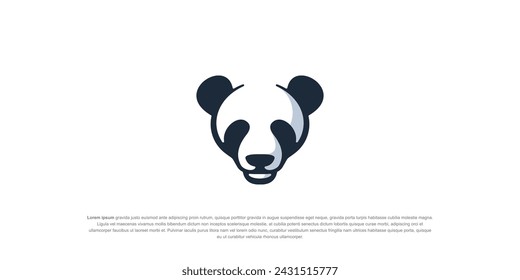 Panda head silhouette Logo design vector