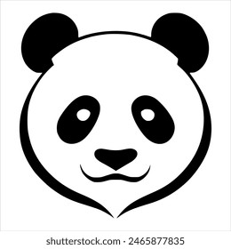Ilustración vectorial de silueta de cabeza de panda negro y blanco
