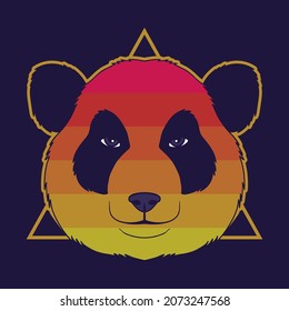 Panda head sunset color vector illustration for your company or brand
