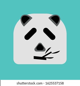 Panda head vector eating bamboo illustration