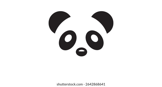 Panda Head Vector Icon – Flat Minimal Wildlife Bear Silhouette in Black and White, Cartoon Style Logo for Kids Art, Print Design, or Eco-Themed Branding