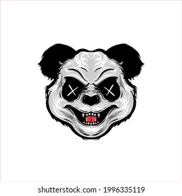 panda head vector illustration. panda head angry