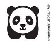Panda head vector silhouette logo type. Suitable for animals, pets logos and tee shirt design. Cute Panda silhouette vector isolated white background.