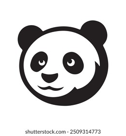 Panda head vector silhouette logo type. Suitable for animals, pets logos and tee shirt design. Cute Panda silhouette vector isolated white background.