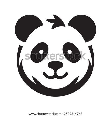 Panda head vector silhouette logo type. Suitable for animals, pets logos and tee shirt design. Cute Panda silhouette vector isolated white background.