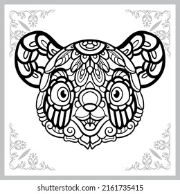 panda head zentangle arts. isolated on white background.
