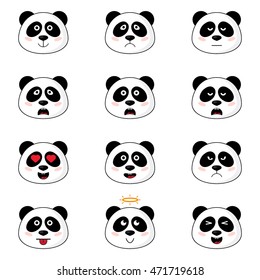 Panda heads with different emotions