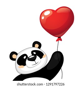 Panda with heart balloon