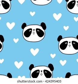  panda. heart. black and white bear. vector. illustration. panda seamless.