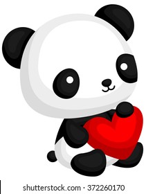 Panda with Heart Pillow 