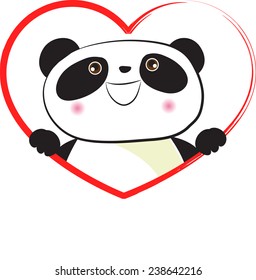 panda and heart shape icon