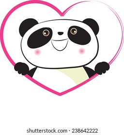 panda and heart shape icon