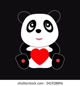 The panda with the heart. St. Valentine's Day