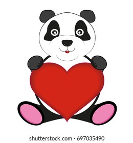 Panda with heart vector illustration 