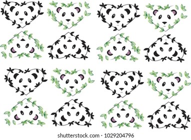 panda hearts tree