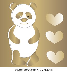 panda hearts vector illustration