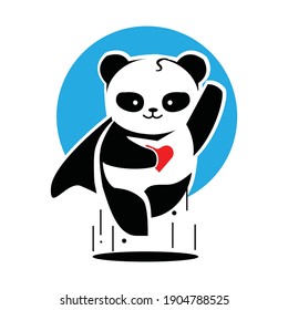 Panda hero mascot sport symbol design. Wild panda mascot emblem design for sports team. Vector illustration EPS.8 EPS.10