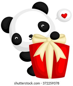 Panda Hiding Behind Gift Box