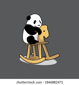 panda with his toys illustraation