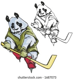 Panda Hockey Mascot. Great for t-shirt designs, school mascot logo and any other design work. Ready for vinyl cutting.