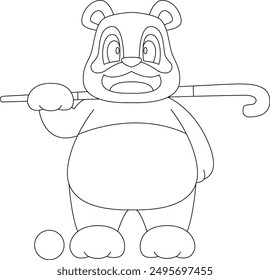 Panda Hockey Hockey stick Animal Vector Graphic Art Illustration