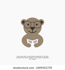 panda hold newspaper logo design template