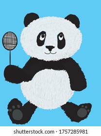 Panda sosteniendo una raqueta de bádminton