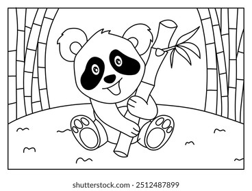 Panda holding bamboo coloring pages offer a delightful, creative activity for all ages, improving fine motor skills and imagination with charming panda designs
