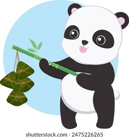Panda Holding Bamboo with Hanging Rice Dumpling