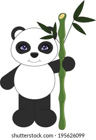 Panda Holding Bamboo Stalk