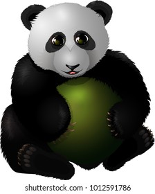Panda holding a big green ball