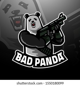 Panda Holding Big Gun Logo Gaming Stock Vector (Royalty Free) 1550180099.