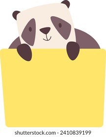 Panda Holding Blank Banner Vector Illustration