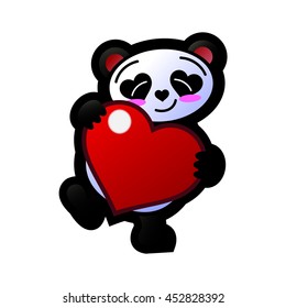 Panda holding a heart