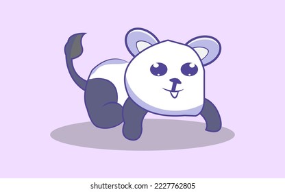 Panda holding and looking over