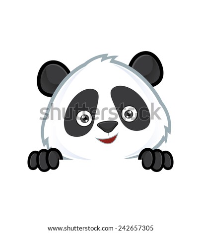 Panda holding and looking over a blank sign board Stock photo © 