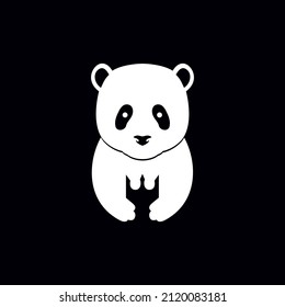 panda holds crown logo design, vector graphic symbol icon illustration