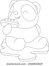 Panda Hotdog Animal Vector Graphic Art Illustration