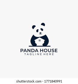 Panda and house logo template