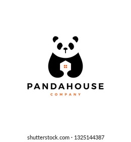 panda house logo vector icon illustration