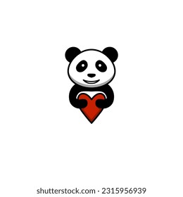Panda hug love with full smile. Vector illustration 