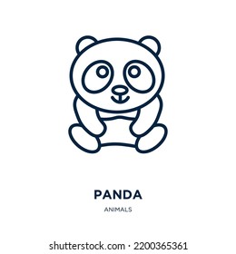 icono de panda de la colección de animales. Panda lineal delgado, lindo, icono de contorno animal aislado en fondo blanco. Signo de panda vectorial de línea, símbolo para web y móvil